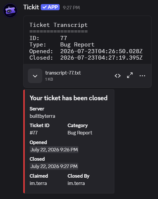 Ticket logs