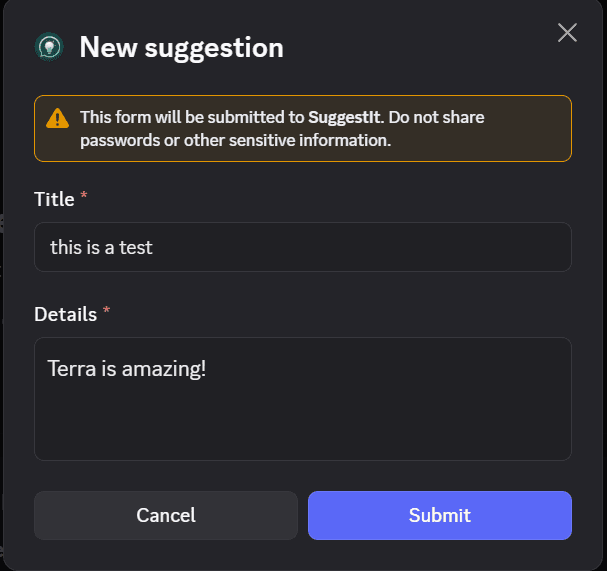 modal suggestion