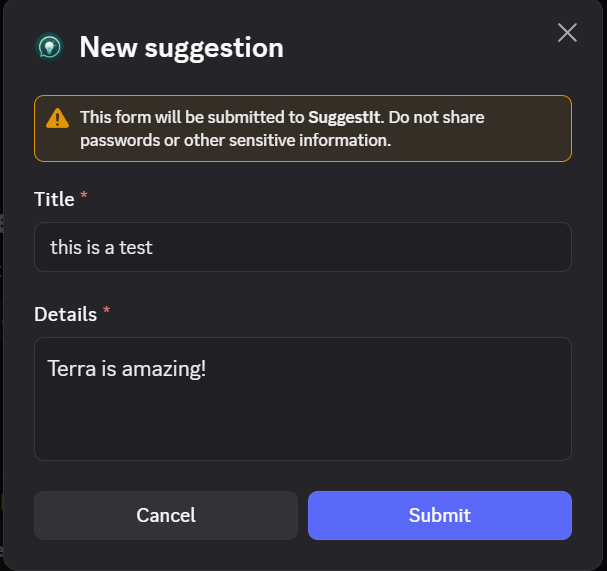 modal suggestion