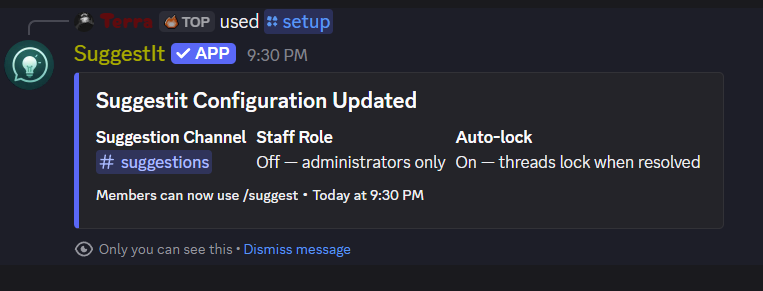 setup suggestion