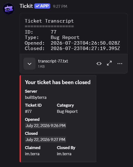 Ticket logs